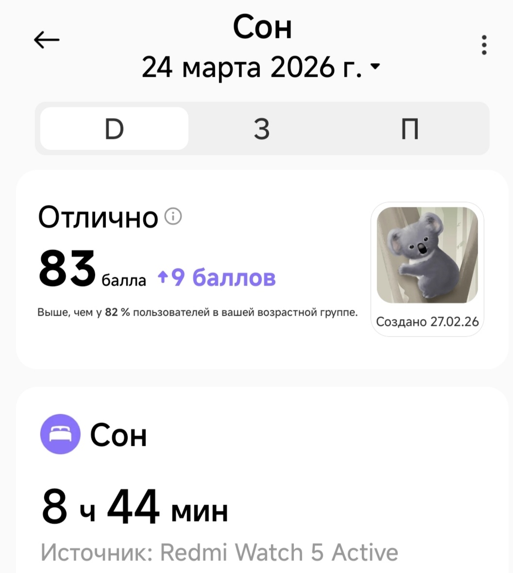 Скриншот из приложения My Fitness.
