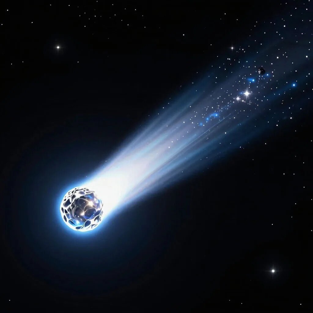 Комета. Иллюстрация сгенерирована нейросетью