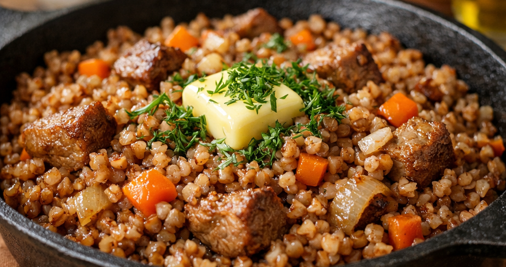 Гречка, которую съедают до последней ложки: готовлю всё на одной сковороде, а муж просит добавки каждый раз