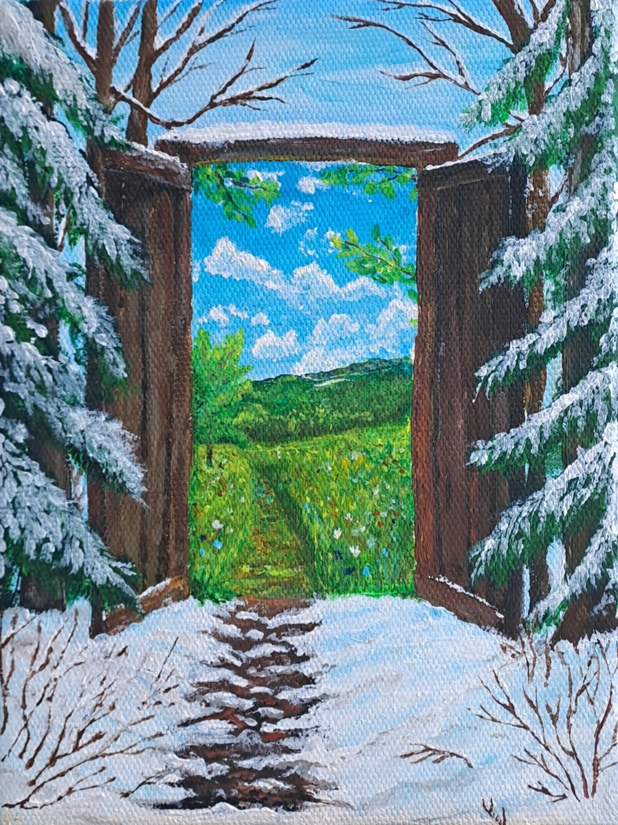 Работа автора Дверь в лето акрил на холсте 