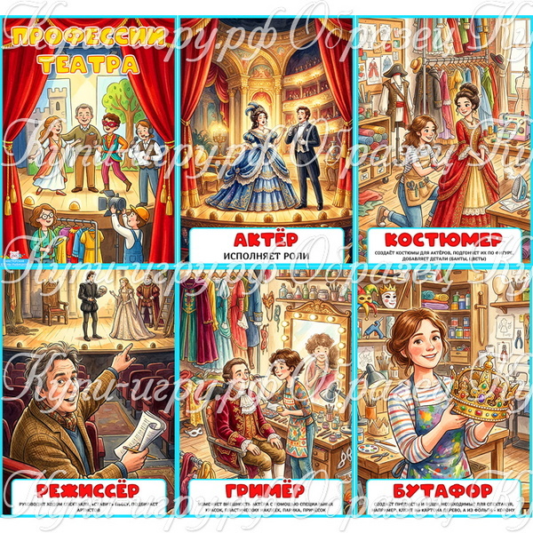 Картинки "Профессии театра" для детей на День театра 
