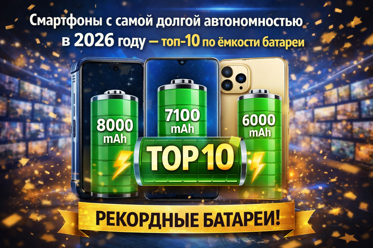 Смартфоны с самой долгой автономностью в 2026 году — топ-10 по ёмкости батареи