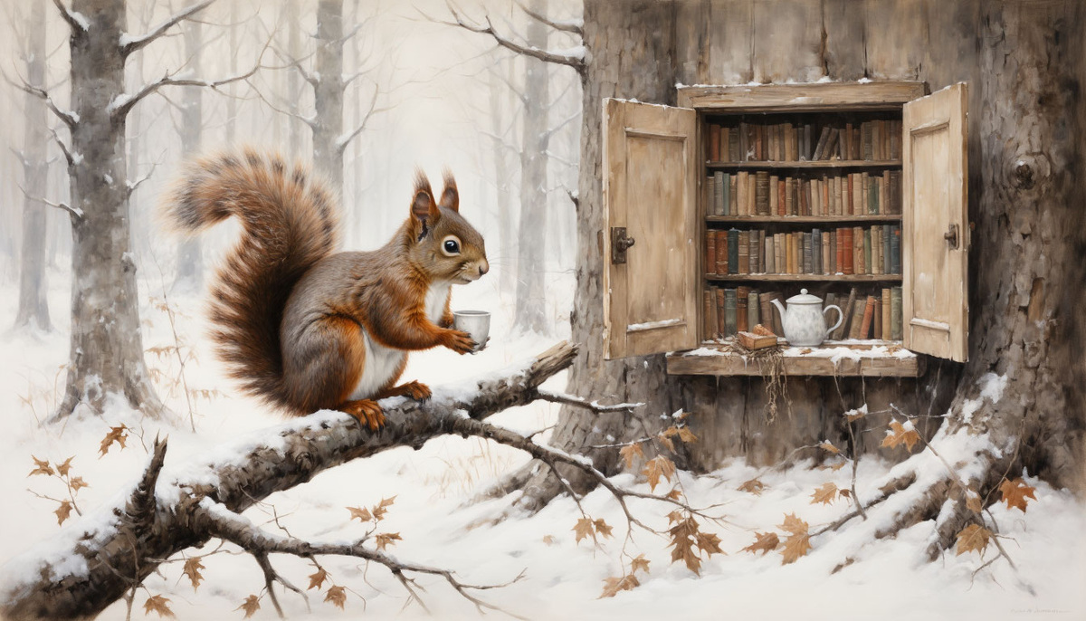 Белочка любит чай с корицей. Изображение от ИИ Шедеврум
