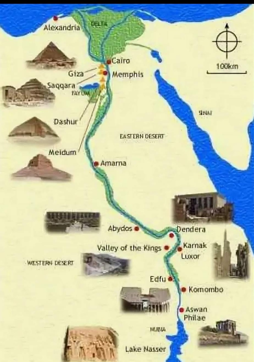 Карта пирамид в Египте, из Интернета. 