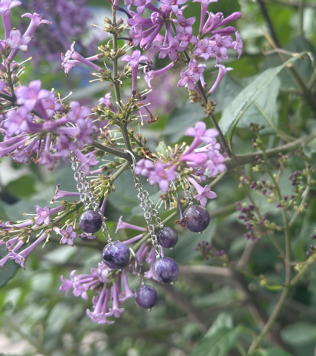 Серьги с чароитом