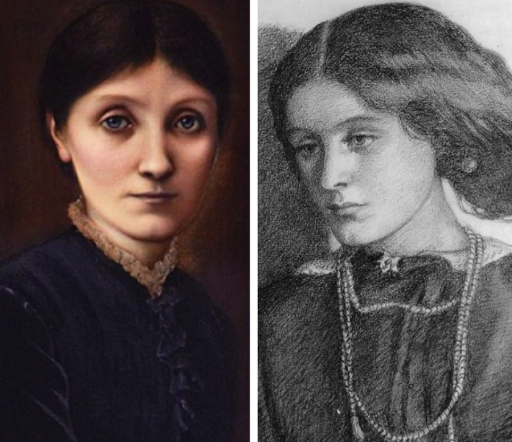 Джорджиана Бёрн-Джонс в зрелом возрасте и Джорджиана Макдональд на рисунке Россетти
