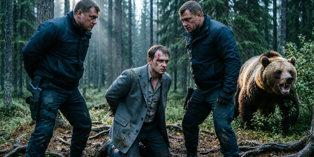 Бандиты привезли миллионера в лес, но вдруг из Тайги выбежал медведь. Бандиты не успели связать и двух слов, как уже бежали через весь лес…