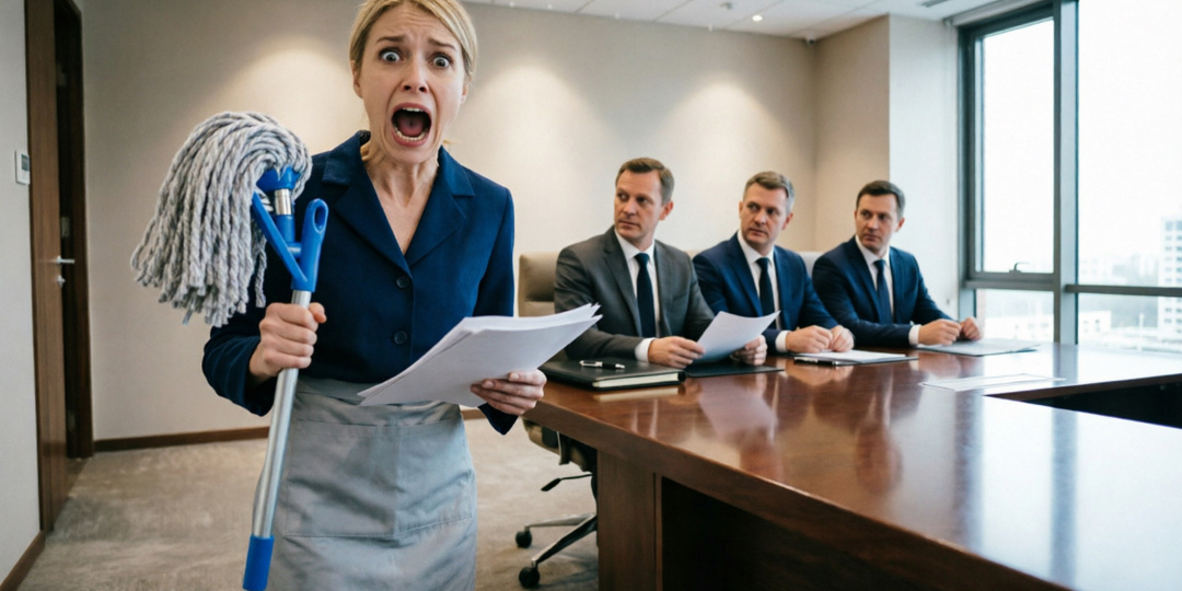 Уборщица никогда не лезла в чужие дела, но на переговорах у директора не выдержала  и вмешалась