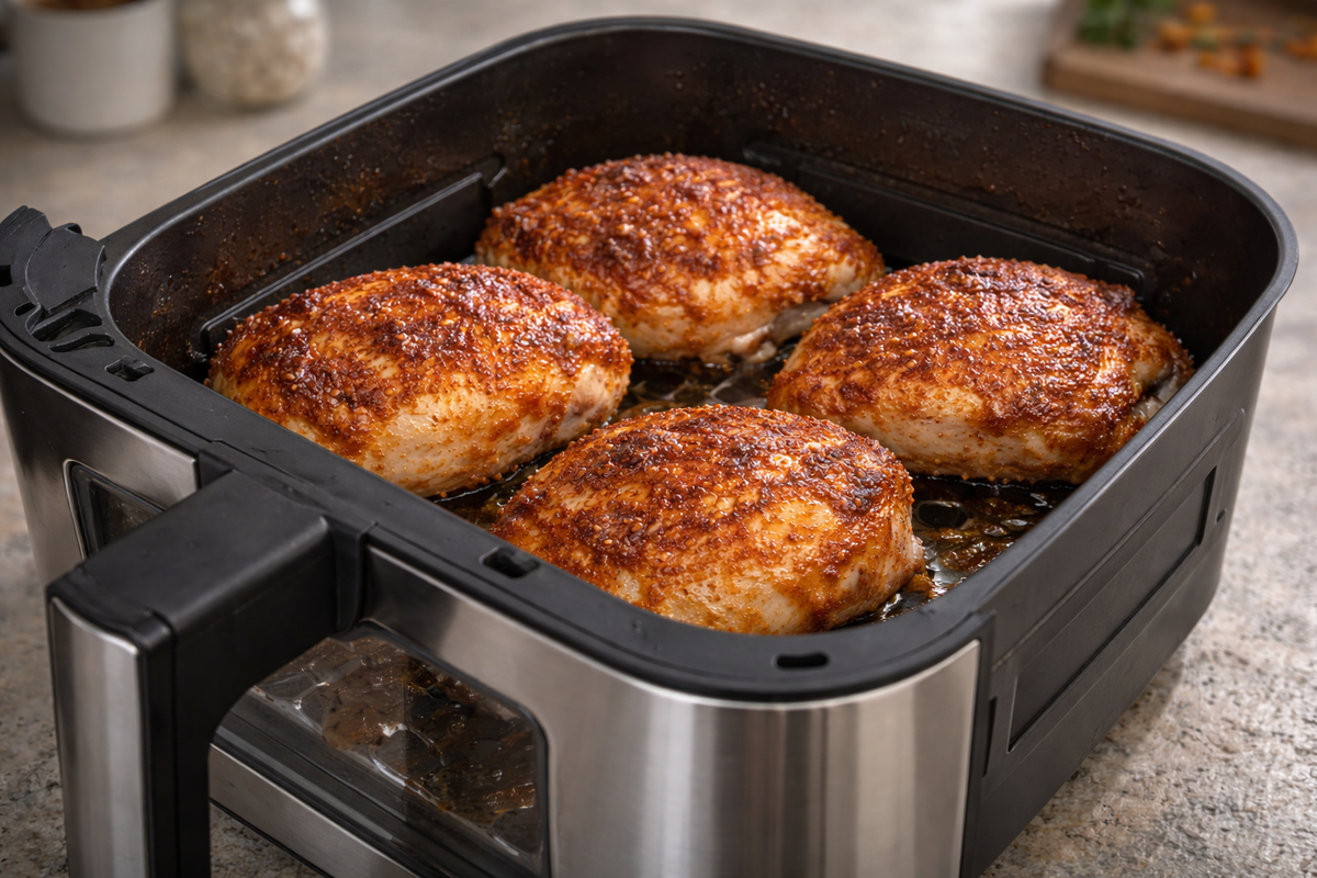 Аэрогриль принцип работы — сочная курица без масла в корзине аэрогриля, результат циркуляции горячего воздуха