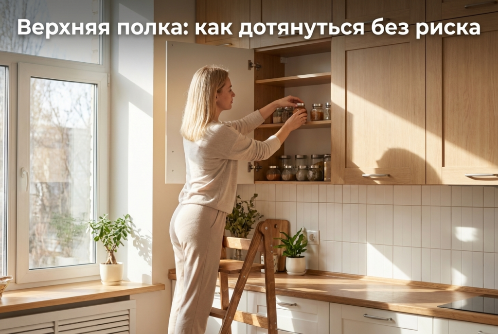    Безопасное использование подручных средств для доступа к антресолям. ecomebel