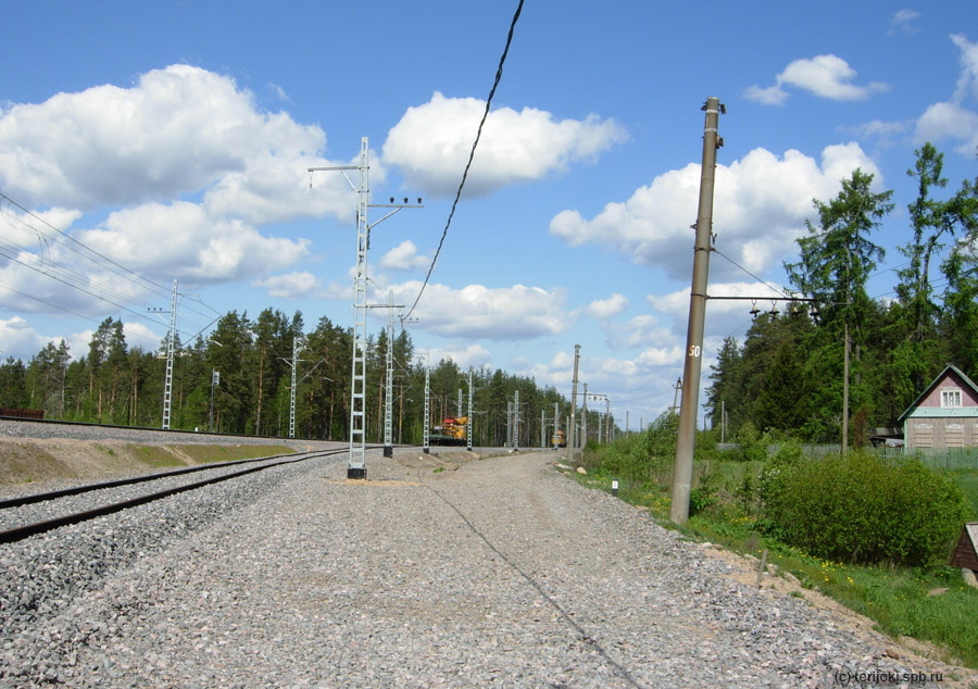 Платформа 78 км (бывш. Мякря/Mäkrä). Наиболее вероятное место расположения довоенной платформы Мякря на современном ландшафте (78 км 5 пк). Фото: Д. Верёвкин, 28 мая 2012 г.