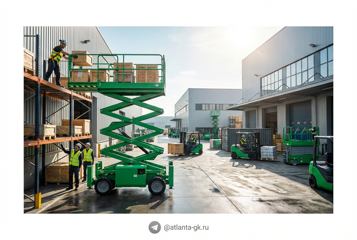    Ножничный подъемник: ключевые преимущества и ограничения для складского применения Atlanta-gk