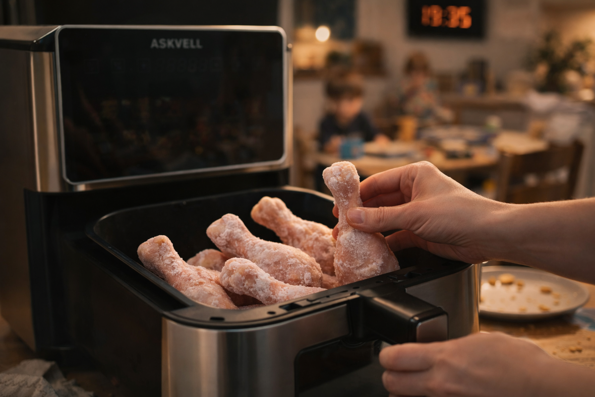 Как приготовить замороженную курицу в аэрогриле за 25 минут — быстрый ужин для семьи без разморозки, рецепт для работающих мам