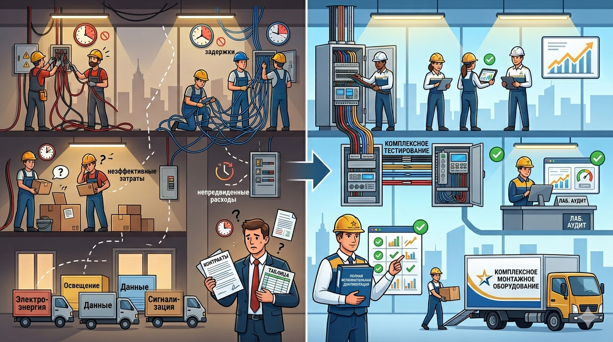 Комплексный монтаж электроснабжения: почему формат «под ключ» экономит до 20% бюджета