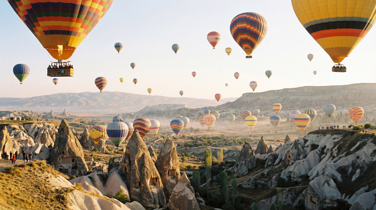 Воздушные шары в небе над Каппадокией