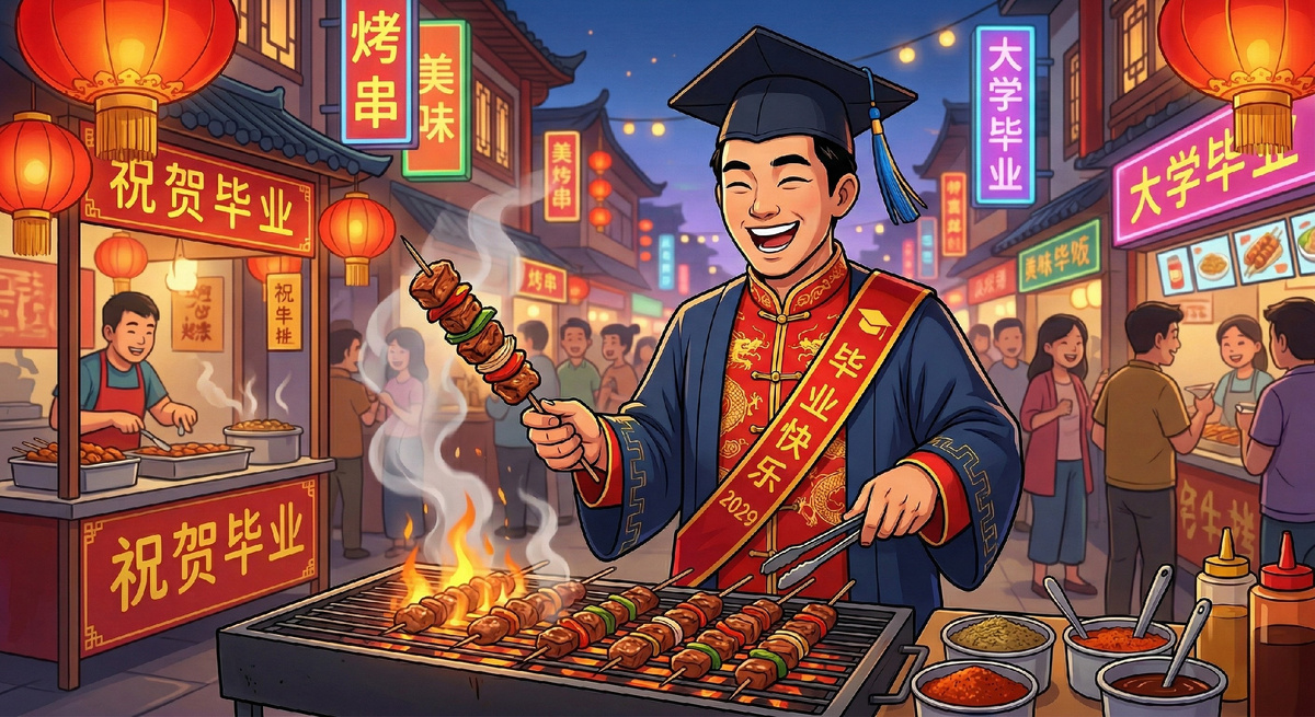 Дипломированный специалист по шаокао готовит профессиональный шашлык