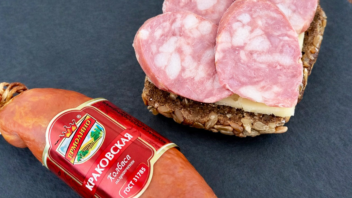 Колбаса полукопченая «Краковская» ГОСТ ТМ «ЕРМОЛИНО»