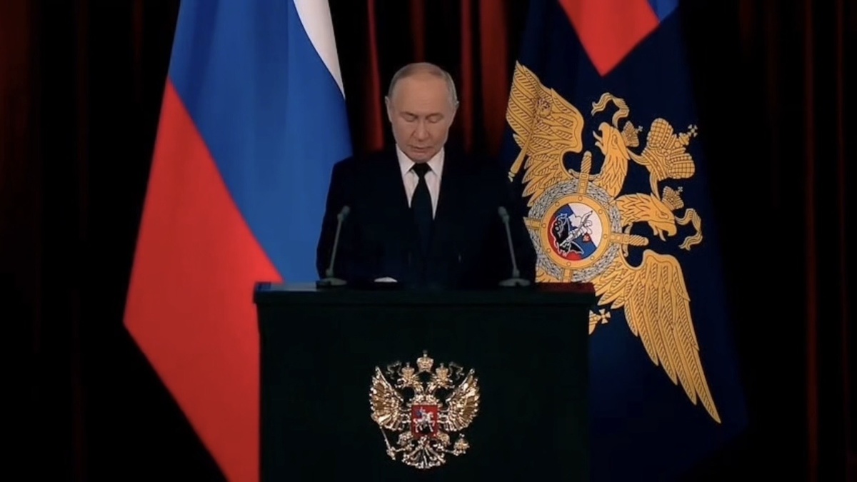 Выступление Владимира Путина на коллегии МВД. Скриншот из видео