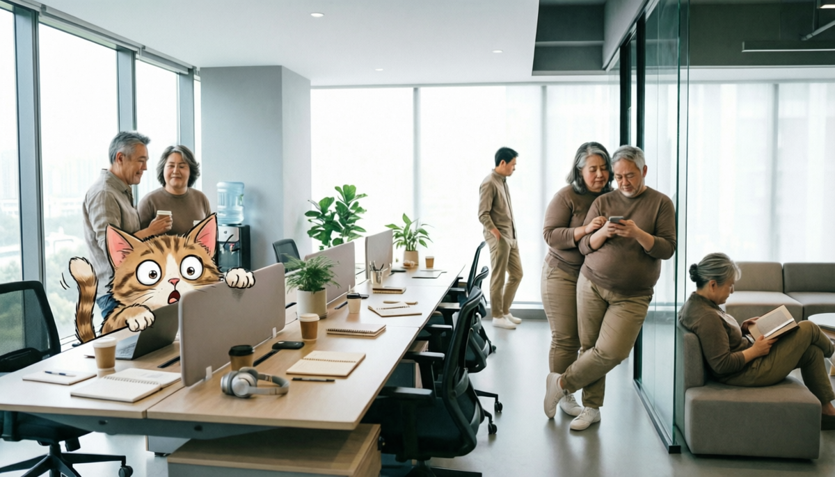 Офис в представлении ИИ. Обратите внимание, работают родственники. Бить баклуши, дак всей семьей. :) 