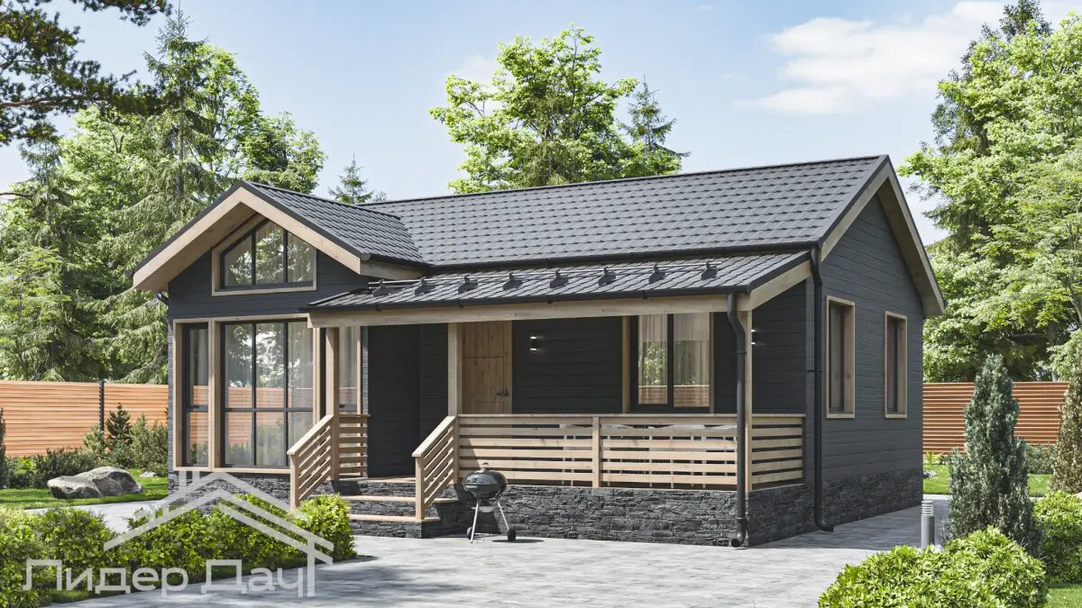 Одноэтажный каркасный дом «АВАЛОН» от компании Лидер Дач