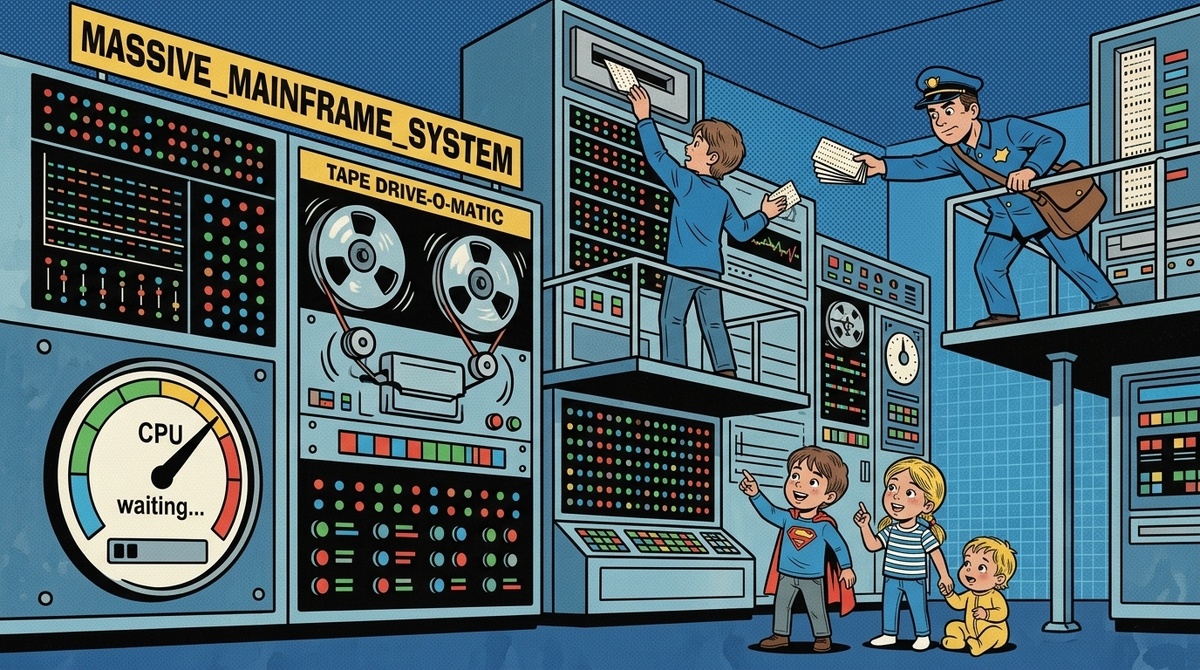 Огромный, дорогой… и большую часть времени процессор просто ждал перфокарты.