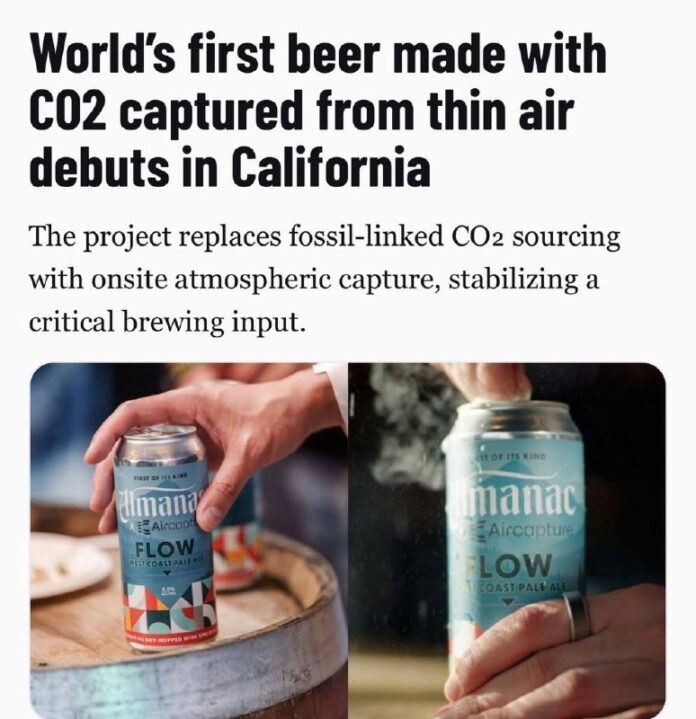    Инновационный процесс производства пива из атмосферного углекислого газа предлагает решение проблемы глобального потепления.