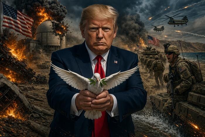 Трамп предлагает Ирану мир в обмен на ядерное оружие, но готовит десант на Харк. Обложка © Chat GPT
