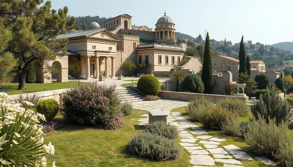    Исторический пейзаж древнего Херсонеса с архитектурой и атмосферой крещения.