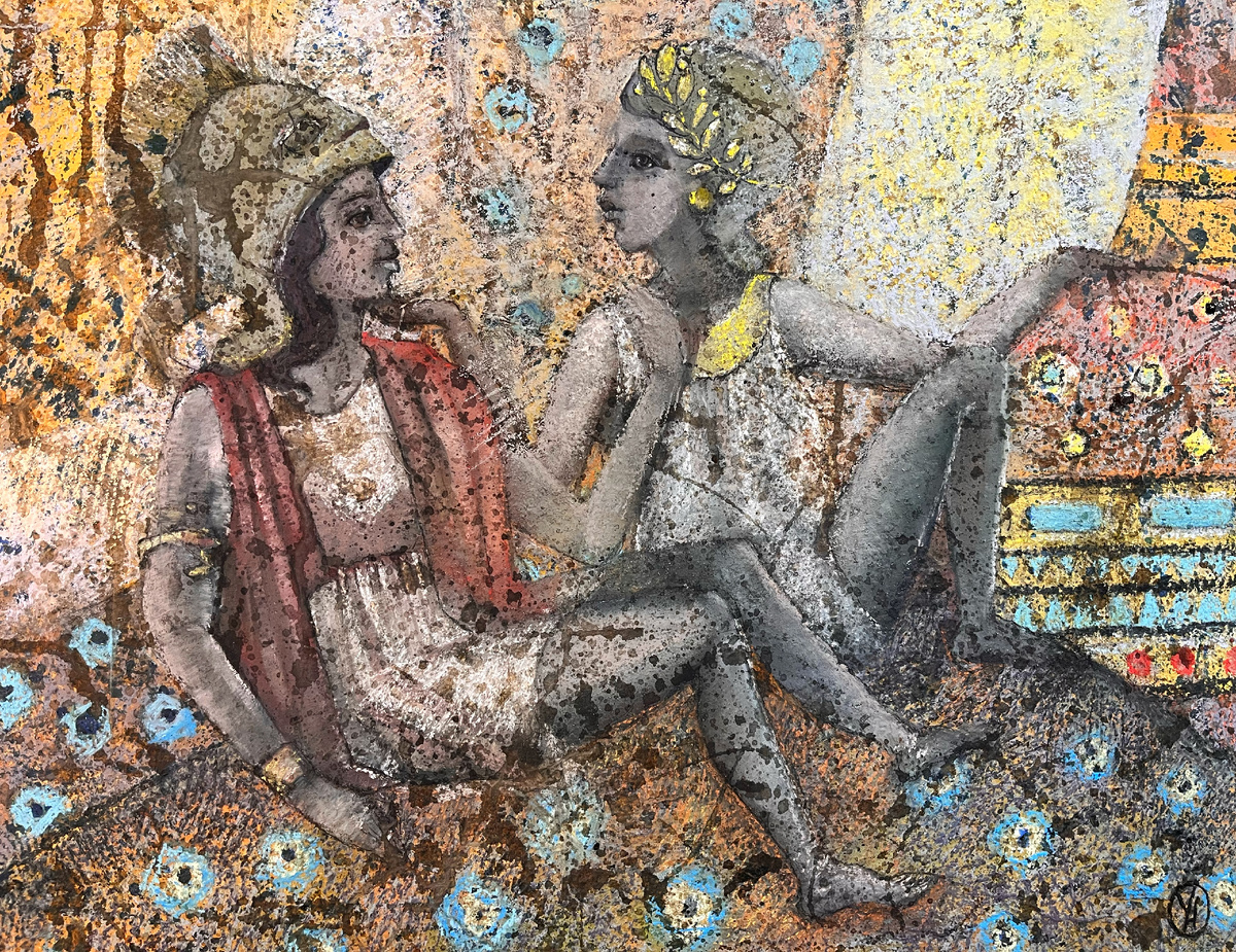 "Хранительницы", пастель, 55 х 65 см. 2026 г.