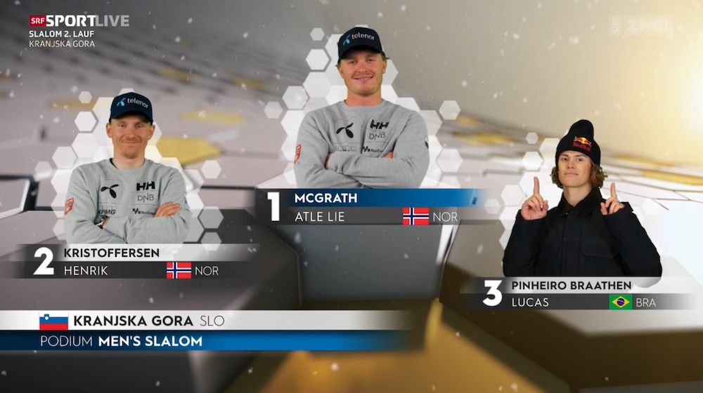 Таким был подиум в слаломе в Краньской Горе в начале марта