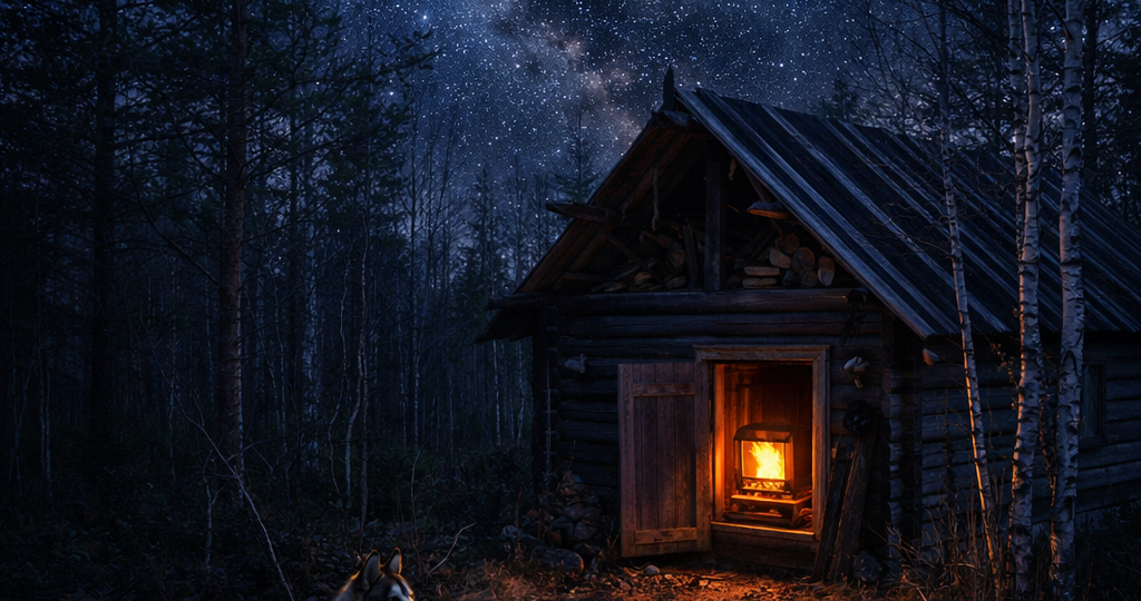 Изба, печь и верный пес.