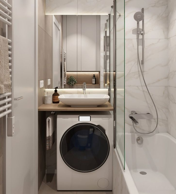 Стиральная машина под раковиной. Источник: www.pinterest.com