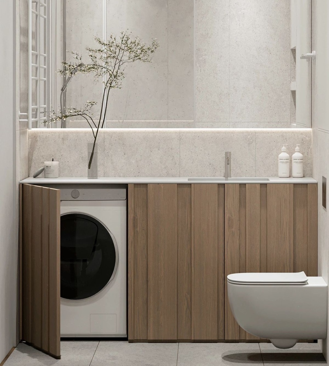 Стиральная машина в тумбе под раковиной. Источник: www.pinterest.com