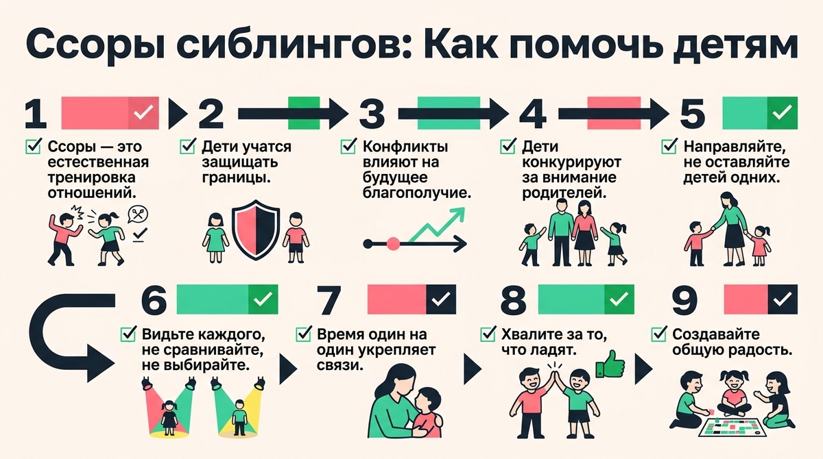 Ссоры братьев и сестёр: как помочь детям  📷
