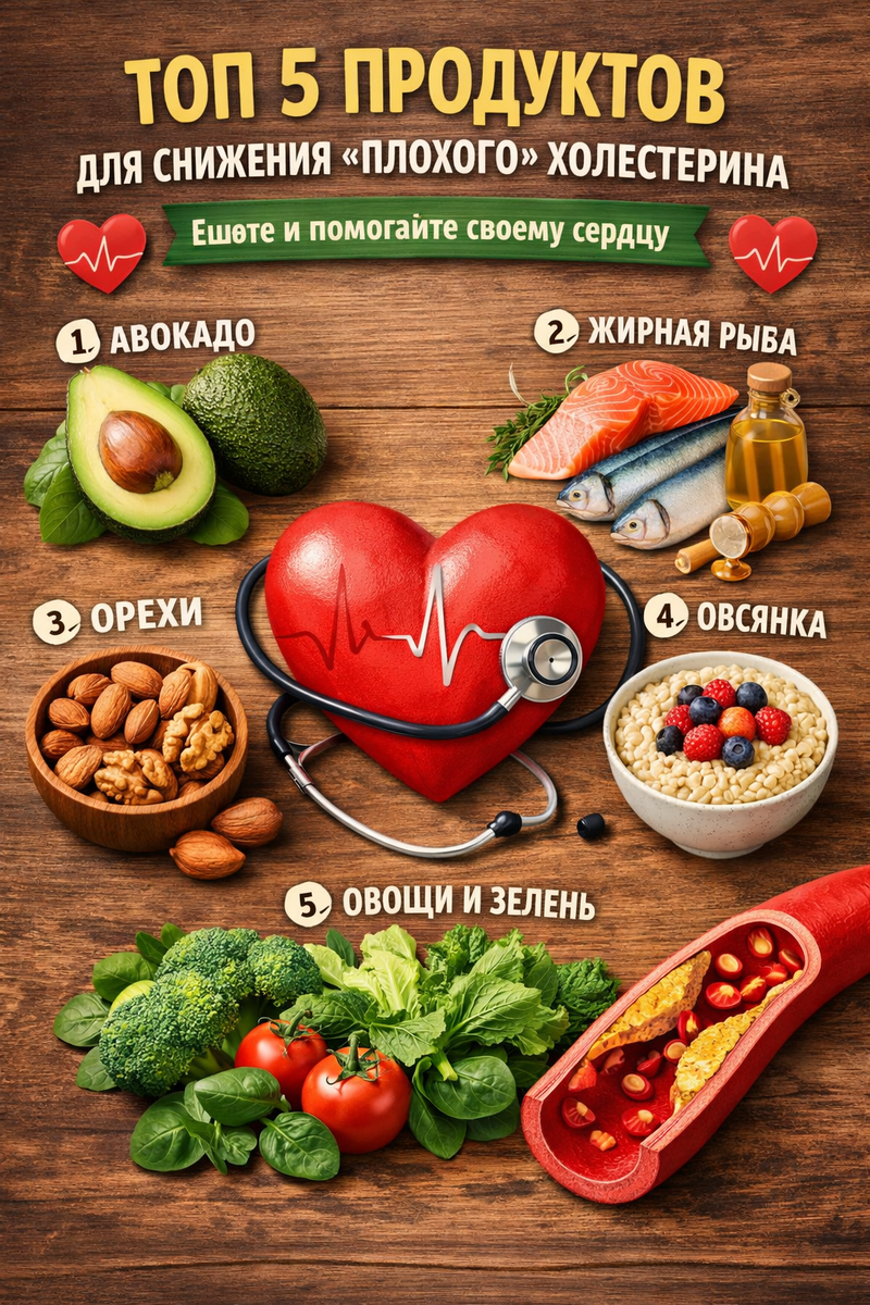 Топ 5 продуктов для снижения «плохого» холестерина: ешьте и помогайте своему сердцу