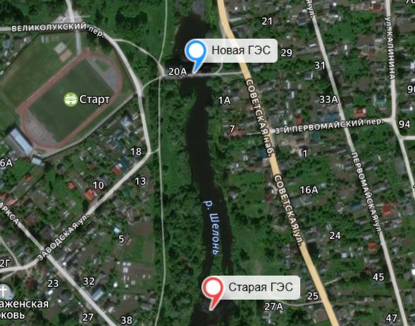 Расположение старой и новой ГЭС
