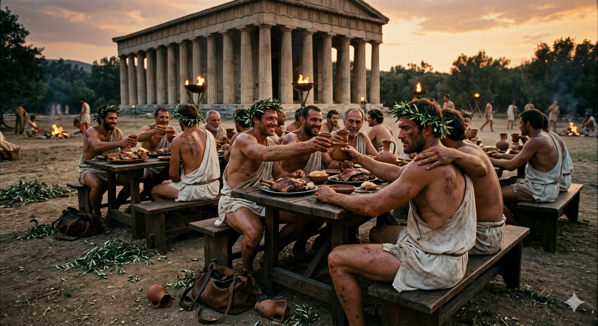 Олимпийский пир. Изображение сгенерировано ИИ.