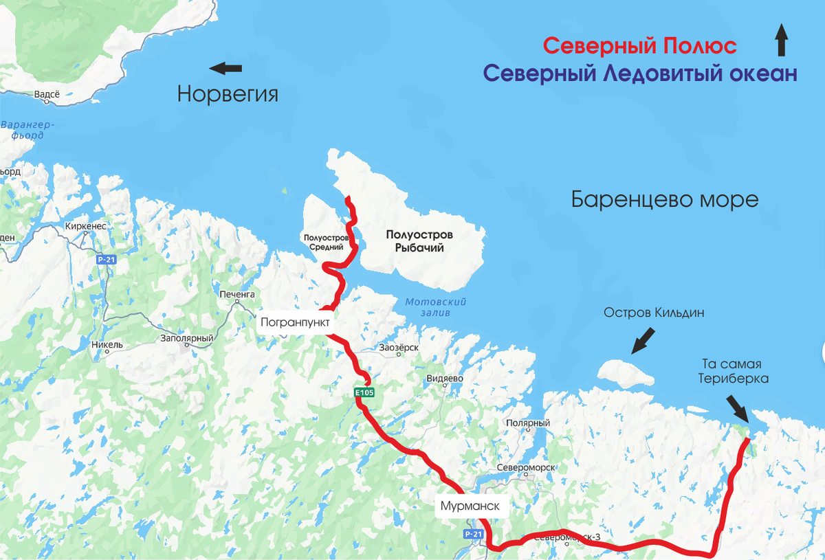 Карта путешествий Михеевых по Кольскому полуострову, июль, 2025