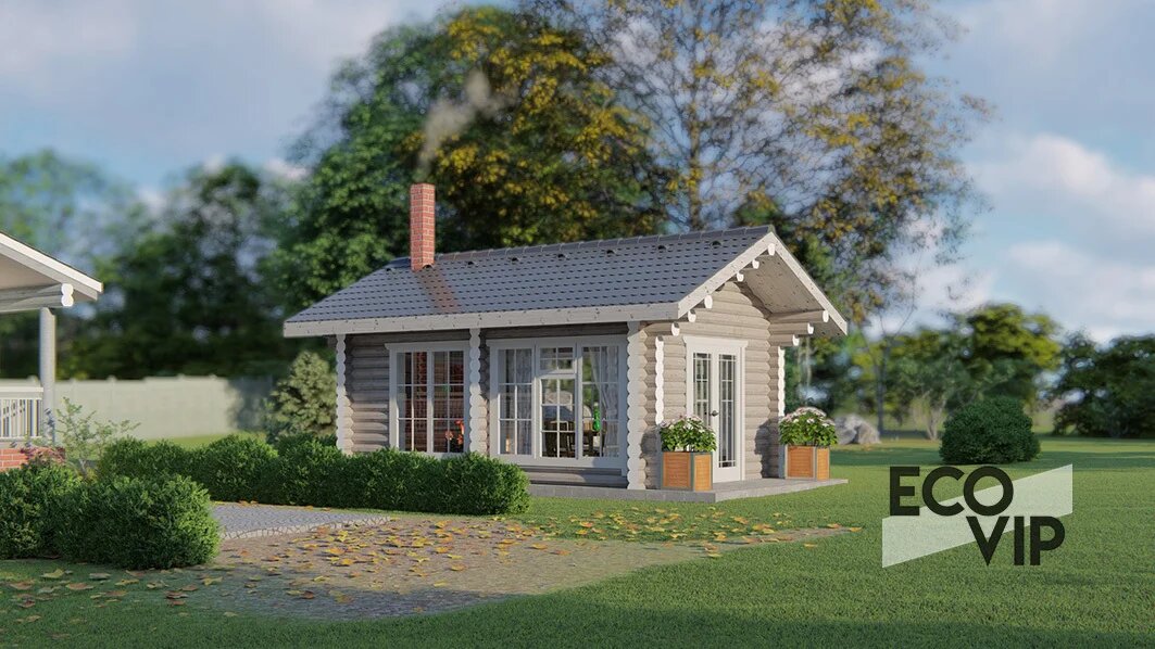 Летняя кухня из бревна