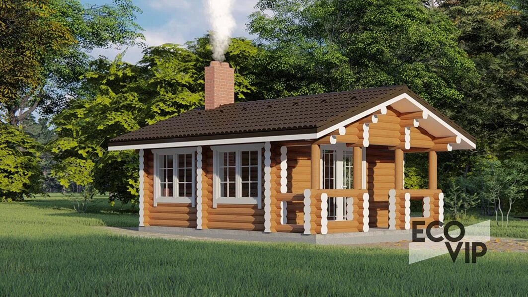 Летняя кухня из бревна