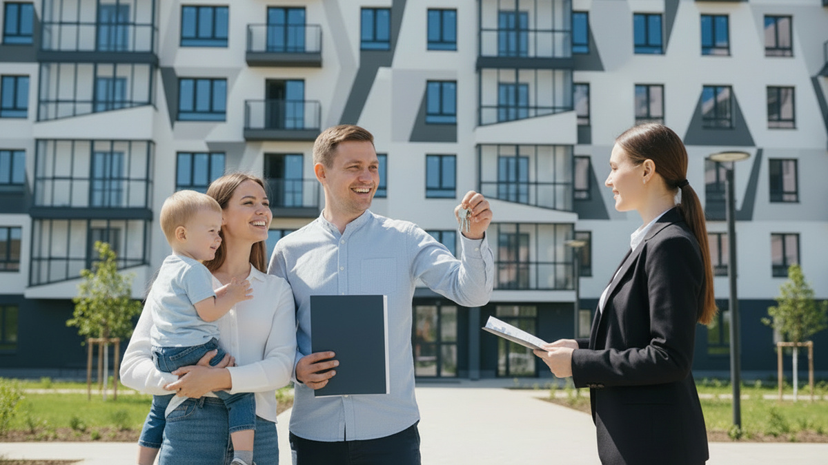    Семьи сейчас могут дождаться удобного момента купить жильё подешевле. Фото: нейросеть