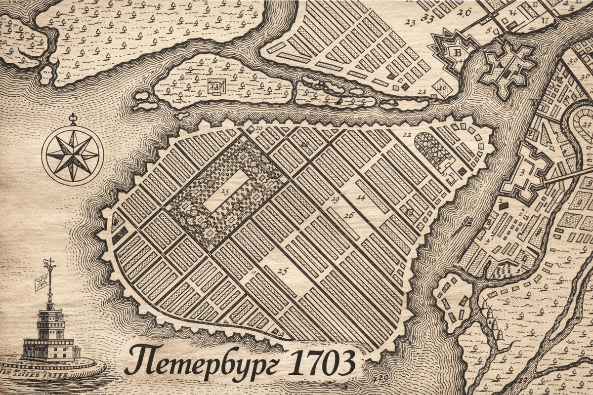 Васильевский остров в 1703 году 