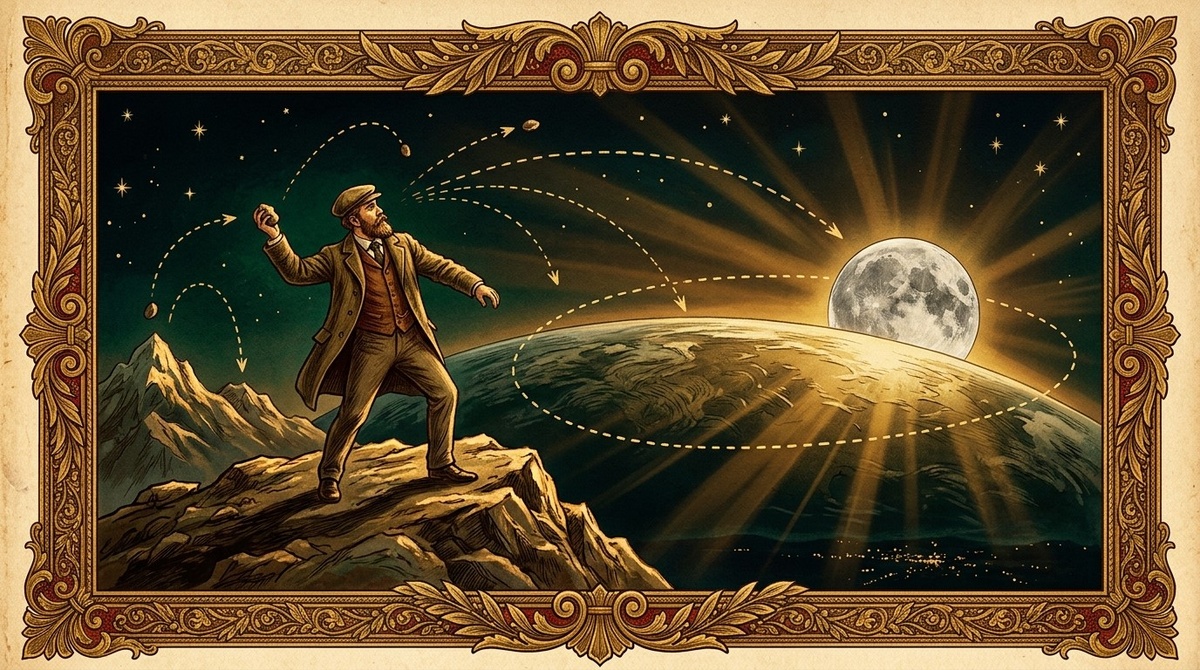 Луна всё время падает на Землю - просто промахивается. Перельман объяснял это одной фразой