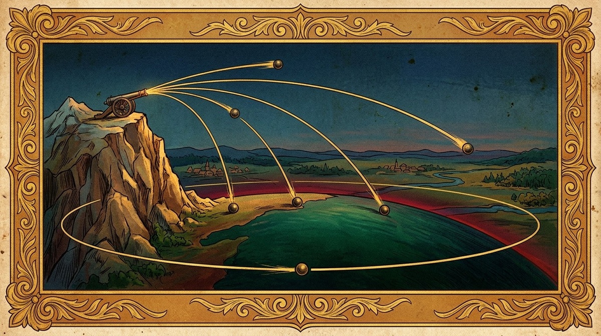 Ньютон придумал это 350 лет назад - пушка на горе и вечное падение