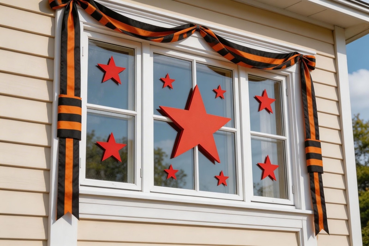Украшение окон к 9 мая