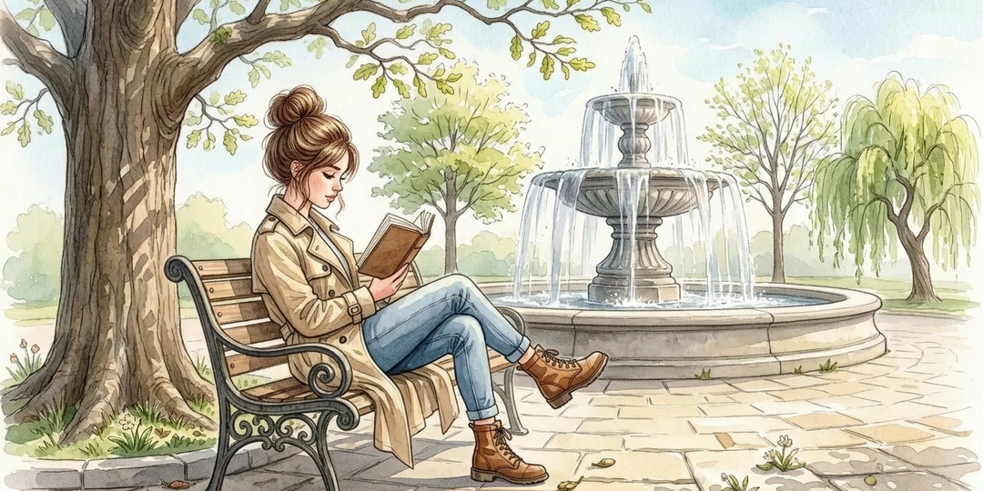 Лавочка у фонтана, где шепчутся деревья