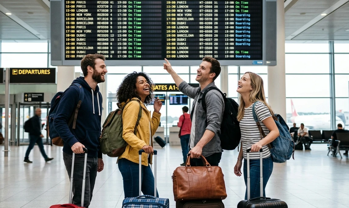Туристы в аэропорту