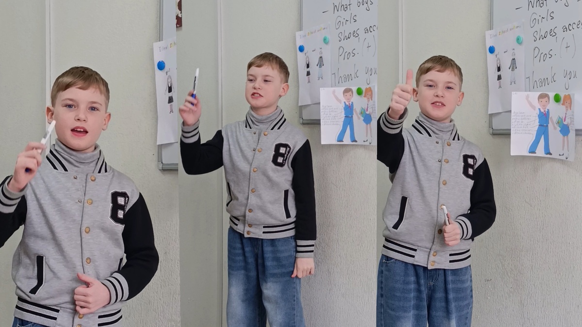 Презентация проекта нашим учеником по теме "My ideal school uniform"/"Моя идеальная школьная форма"