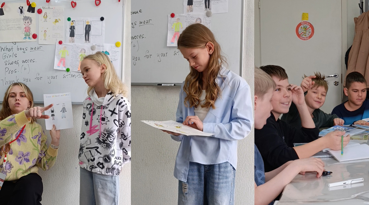 Презентация проектов нашими учениками, по заданной теме были разработаны и представлены элементы школьной униформы мечты. Творческая работа, эффектные представления!