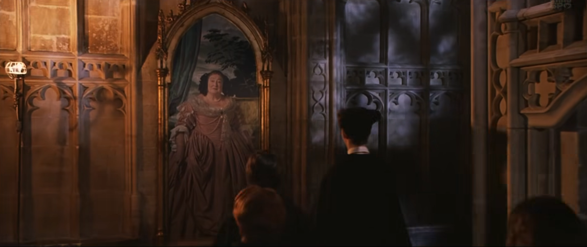 Портрет Полной Дамы на входе в гостиную Гриффиндора ("Гарри Поттер и Философский камень")